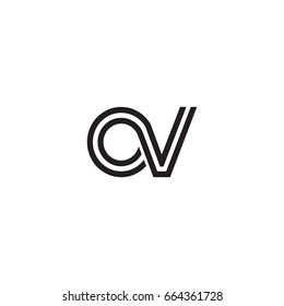 Initial letter av, linked outline rounded lowercase, monogram black