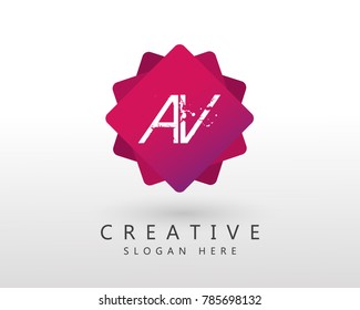 Initial letter AV Logo Design Template With Frame.
