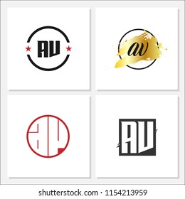 Initial Letter AV Logo Set