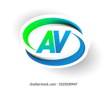 initial letter AV logotype company name colored blue and green swoosh design, modern logo concept. vector logo for business and company identity.

