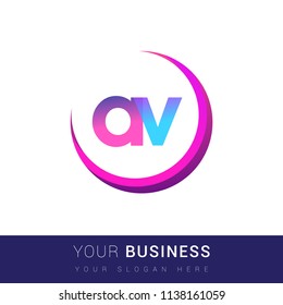 initial letter AV logotype company name, coloreful and swoosh design. vector logo for business and company identity.
