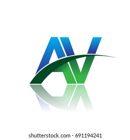initial letter AV logotype company name colored blue and green swoosh design. vector logo for business and company identity.
