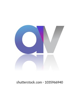 Initial Letter AV Lowercase overlap Logo Blue, pink and grey, Modern and Simple Logo Design.