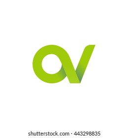 initial letter av modern linked circle round lowercase logo green