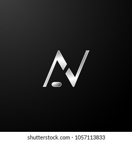 Initial letter AV modern style logo silver