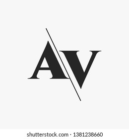 Initial Letter AV Monogram Sliced. Modern logo template isolated on gray background