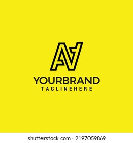 initial letter AV N logo line template vector illustration