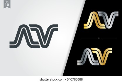 Initial Letter AV NV Linked Design Logo