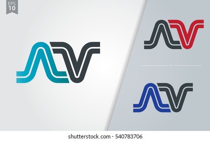 Initial Letter AV NV Linked Design Logo