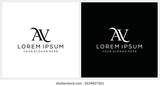 initial letter AV serif font logo design, typography AV graphic vector template