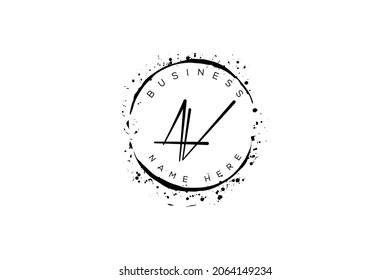 Initial letter av, va, a, v handwritten logo with sparkling circles with decorative bohemian boho frame vector