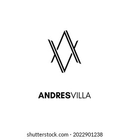 letra inicial Formato de diseño de vectores de logotipo AV VA