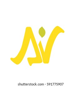 initial letter AV yellow color logo vector