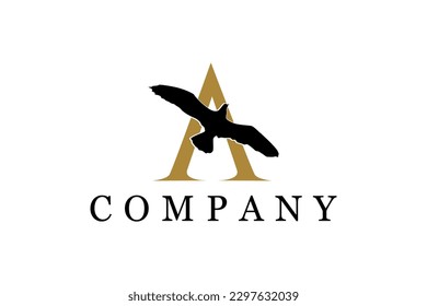 Initial Letter A Aviation Aircraft Airplane Albatross Flying Bird Vector logo design