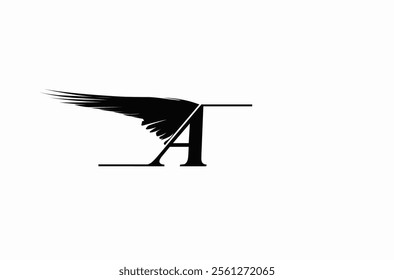 Initial Letter A Aviation Aircraft Airplane Albatross Flying Bird Vector logo design