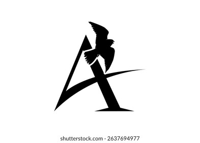 Initial Letter A Aviation Aircraft Airplane Albatross Flying Bird Vector logo design