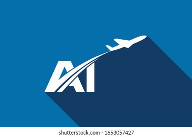 Initial Letter A and I with Aviation Logo Design, Air, Airline, Airplane and Travel Logo template.