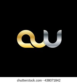 Initial Letter AW AWU Lowercase Logo Gold Silver Black Background