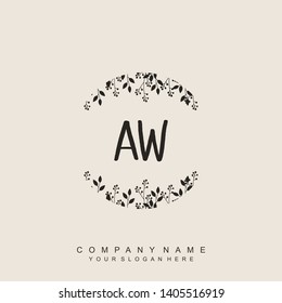 Initial letter AW beautiful handwriting logo vector template