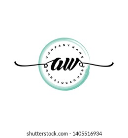 Initial letter AW beautiful handwriting logo vector template