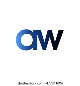 Initial letter AW blue black gradation color logo