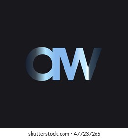 Initial letter AW chrome with dark background logo