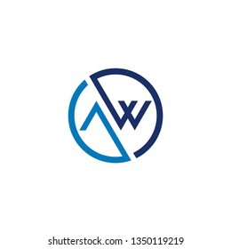 Initial letter AW circle monogram cool simple  modern logo concept 