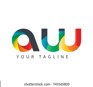 Initial Letter AW Curve Rounded Design Logo