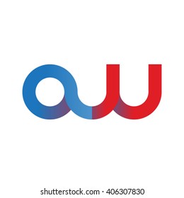 initial letter aw linked circle lowercase logo blue red