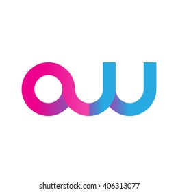 initial letter aw linked circle lowercase logo pink blue