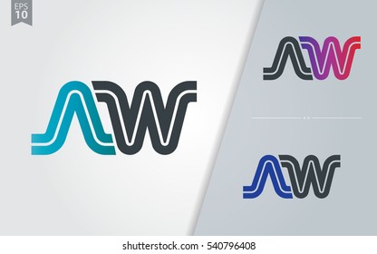 Initial Letter AW Linked Design Logo Company