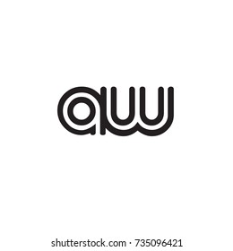 Initial letter aw, linked outline rounded lowercase, monogram black