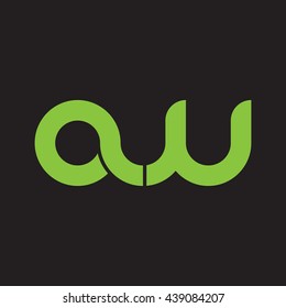 initial letter aw linked round lowercase logo green