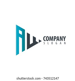Initial Letter AW Linked Triangle Design Logo