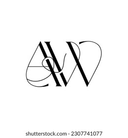 Diseño del logotipo AW de la letra inicial
