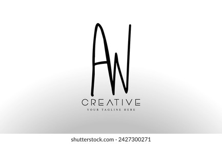Initial letter AW logo design template