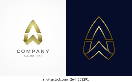 Initial Letter AW Logo Design, stylish and luxury golden letter AW with two style design and color, usable for brand and company logos, vector illustration