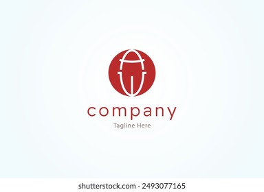 Initial Letter AW Logo, minimalist letter A with W combination in red circle, design logo template, vector illustration