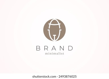 Initial Letter AW Logo, minimalist letter A with W combination in circle, design logo template, vector illustration