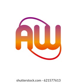 initial letter aw logo on white background