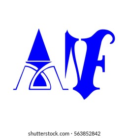 initial letter AW logo vector blue color