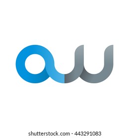 initial letter aw modern linked circle round lowercase logo blue gray