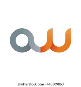 initial letter aw modern linked circle round lowercase logo orange gray