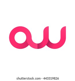 initial letter aw modern linked circle round lowercase logo pink