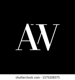 Initial letter AW uppercase modern logo design template elements. White letter Isolated on black background. Suitable for business, consulting group company.