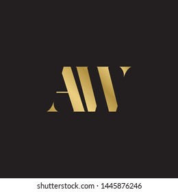 Initial letter aw a w  uppercase modern logo design template elements. Gold letter Isolated on black  background. Suitable for business, consulting group company.