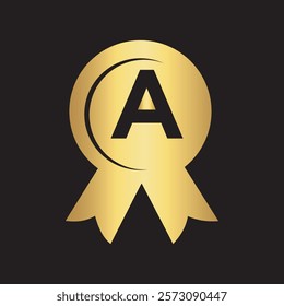 Initial Letter A Award Ribbon Symbol Vector Template