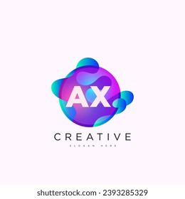 Anfangsbuchstaben AX 3D Logo Vorlage bunter Kreis-Kugel-Design für Geschäfts- und Firmenidentität