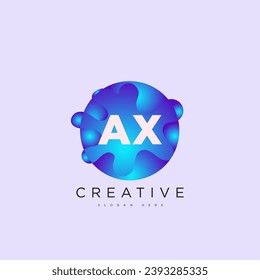 Initial letter AX 3D logo template colorful circle sphere design for business and company identity