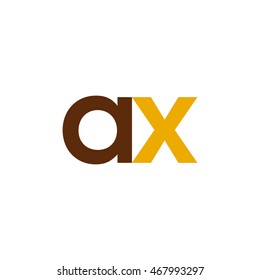 Initial letter AX brown yellow color logo